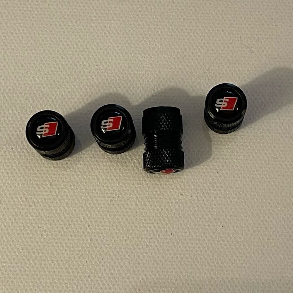 S Line Audi Valve Stem Caps in Black Set of 4 NWT